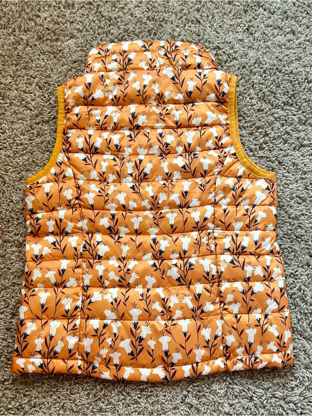 Amazon Essentials Orange Floral Quilted Puffer Vest for Kids